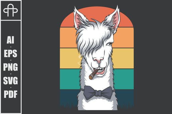 Llama Smoking Retro Vector Illustration Review