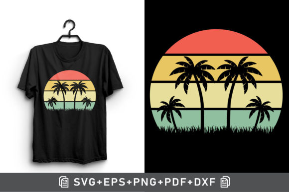 Retro Palm Tree Sunset Clipart Review
