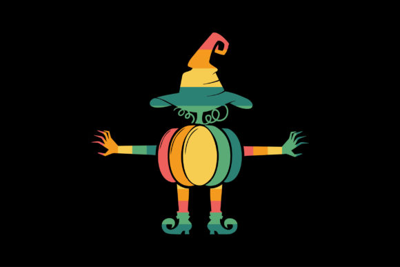 Retro Sunset Halloween Creatures