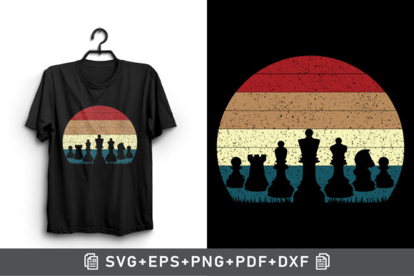 Retro Sunset Vintage Chess Piece Clipart