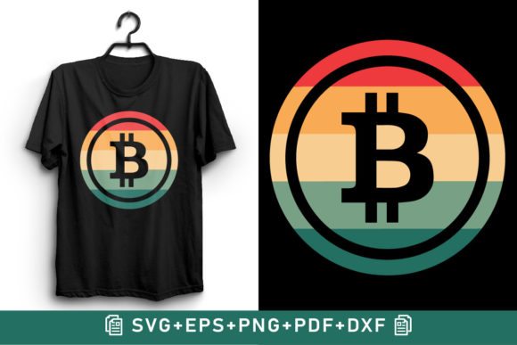 Retro Vintage Sunset Bitcoin Clipart