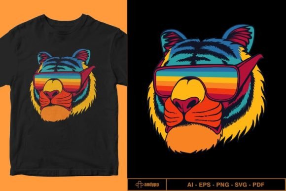 Tiger Wearing Eyeglasses Retro Colorful Review