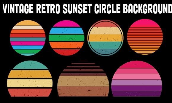 Vintage Retro Sunset Circle Background