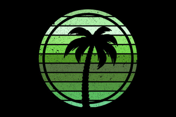 Vintage Retro Sunset Palm Tree, Snowman